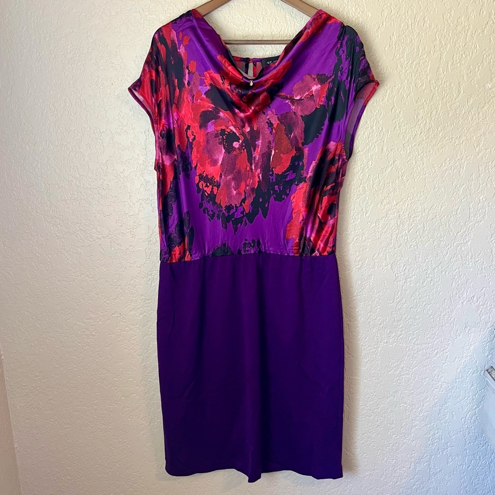 St. John Floral Silk And Knit Dress NWT Size 14